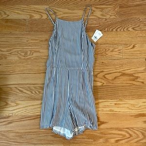 abercrombie blue and white striped romper